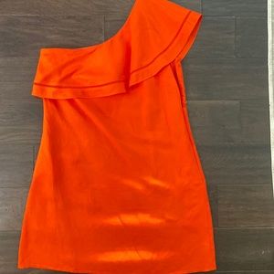 Tory Burch linen over the shoulder dress.